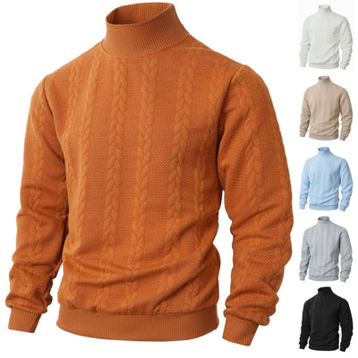 Knitted Solid Color Men's Fashion Jacquard High Collar Warm Sweater Nexora Store