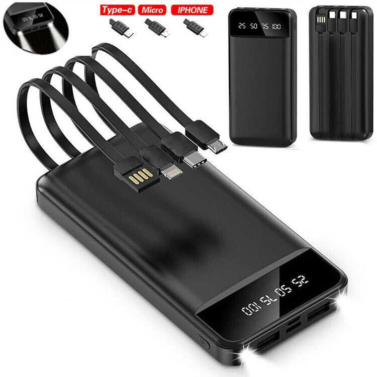 Draagbare powerbank 10000mAh Powerbank - Met 4 ingebouwde kabels Powerbank Ritchy's Shop