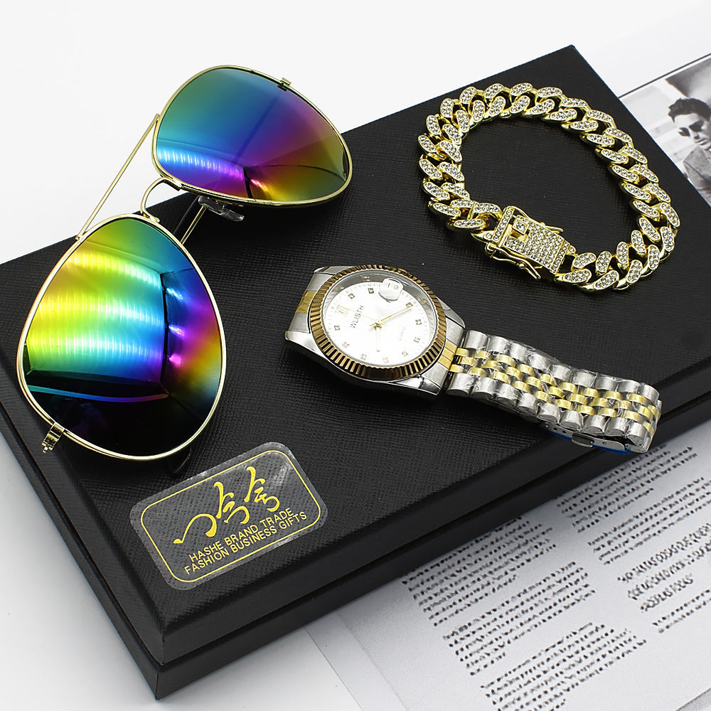 Wristwatch Glasses New Men's Watch Business Foreign Trade Sunglasses Watch Gift Box Suit Nexora Store
