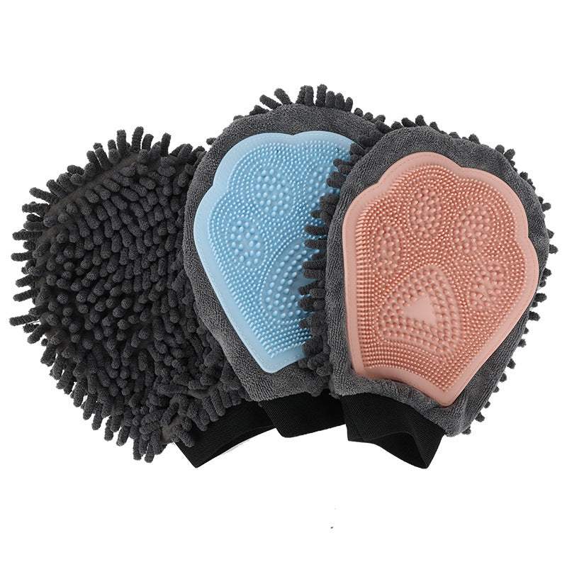 2-in-1 verzorgingshandschoen voor huisdieren, elegante hondenverzorgingstool voor borstelen, masseren en drogen, verzorgingsset voor honden en katten, 2-zijdige badborstel, reinigings- en massagehandschoen Ritchy's Shop