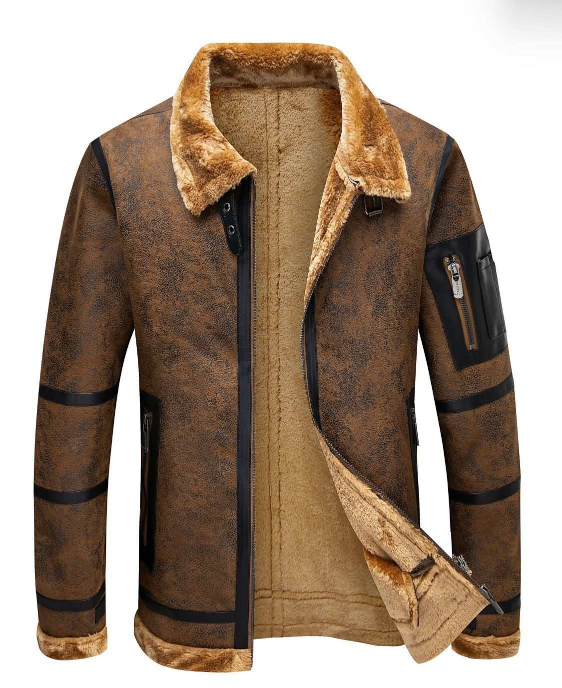 Heren herfst- en winterjas met fleecevoering en dikke bontkraag Ritchy's Shop