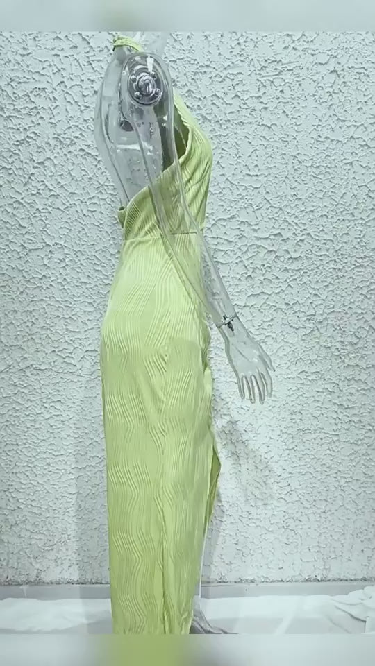 Ins Halter Split Lange Jurk Zomer Slim Fit Rugloze Jurken Effen Haut de gamme Dameskleding